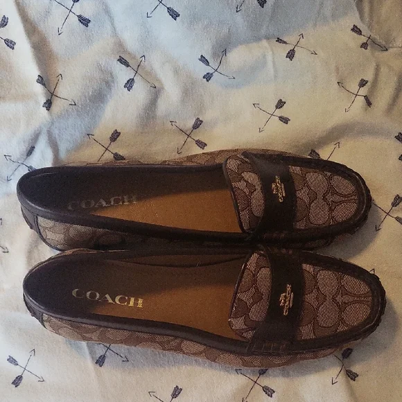 Coach | Shoes | Coach Signature Pattern Brown Loafers | Poshmark display picture 1